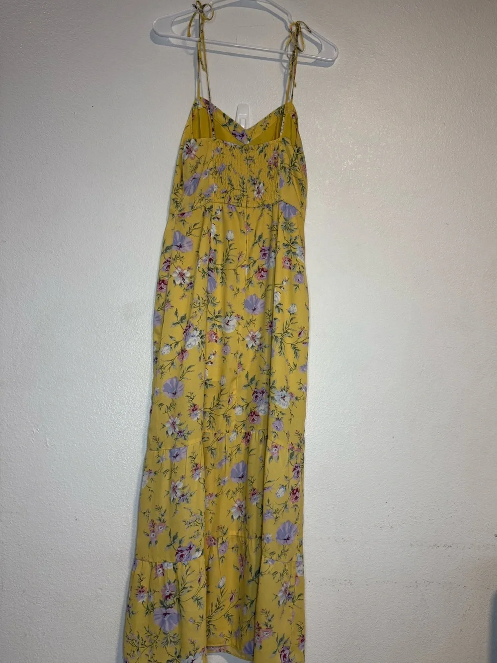 Abercrombie & Fitch Yellow Floral Tie-Shoulder Maxi Dress